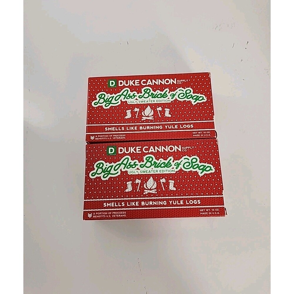 2 DUKE CANNON Big Ass Brick of Soap Ugly Sweater Edition 10 oz Burning Yule Logs
